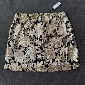 Romeo & Juliet Couture Black & Gold Sequin Mini Skirt Size L NWT